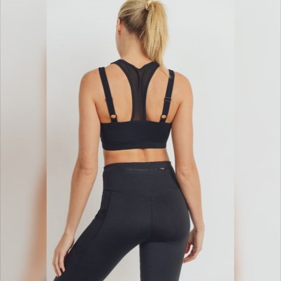 Harness Mesh Hybrid Racerback Sports Bras - Picture 5 of 7